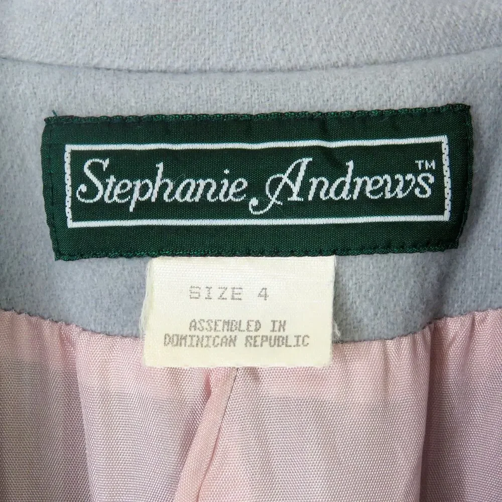 Stephanie Andrews 1970s Vintage Gray Blue Double-Breasted Wool Blazer Jacket 4 - Picture 6 of 6